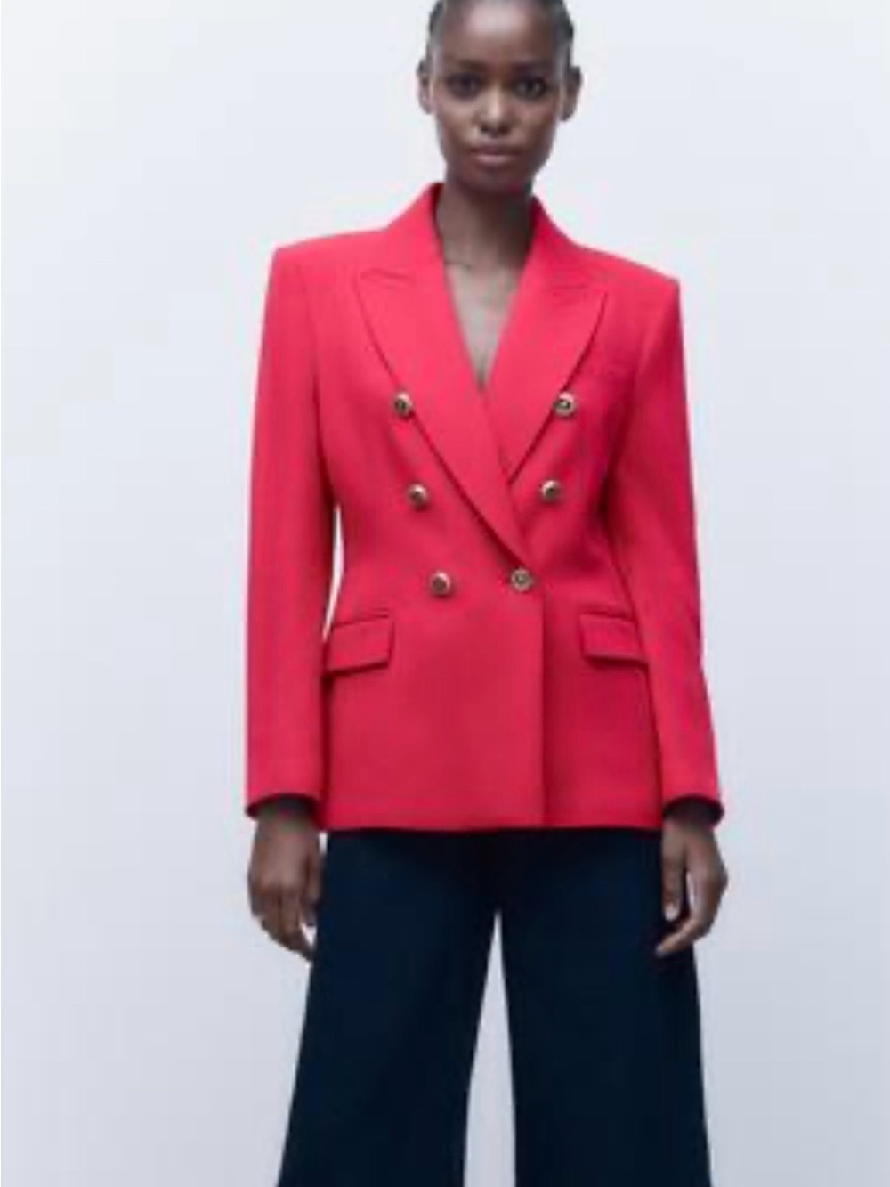 Double-Breasted Dark Pink Women's Blazer Jacket